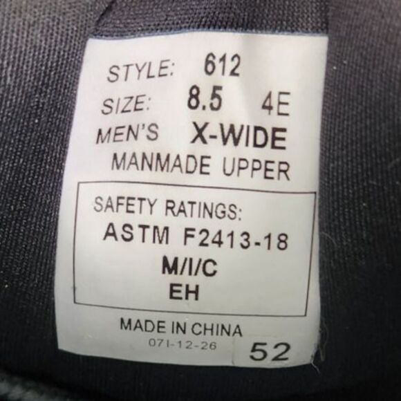 Orthofeet Cobalt 612 Mens Sz 8.5 4E X-Wide Black Composite Toe Safety Work Shoes main image 6